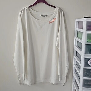 Marled White Long Sleeve Pumpkin Top NWOT